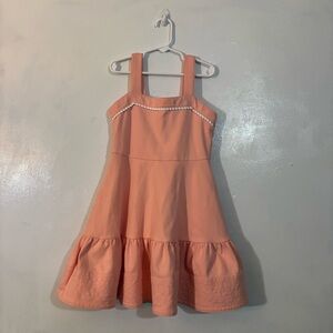 Janie and Jack Girl's Pale Apricot Pom Trim Ponte Dress Girls 8